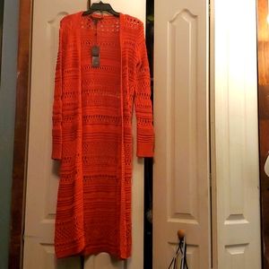 BCBG Maxazria orange cardigan
